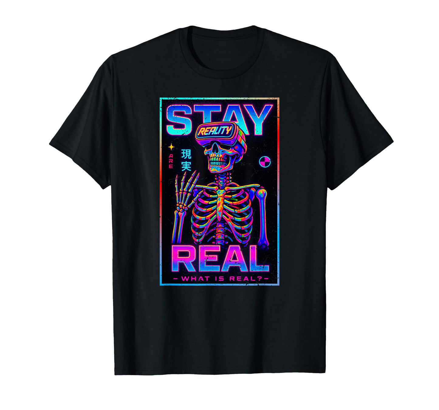 Skeleton Halloween VR Stay Real Colorful Boys Girls Kids T-Shirt