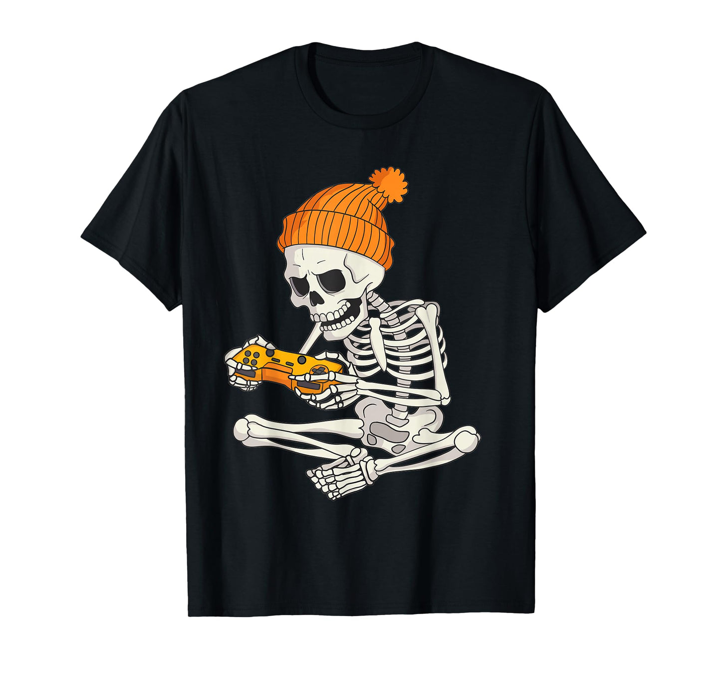Funny Halloween Skeleton Gamer Video Games Boys Mens Gaming T-Shirt