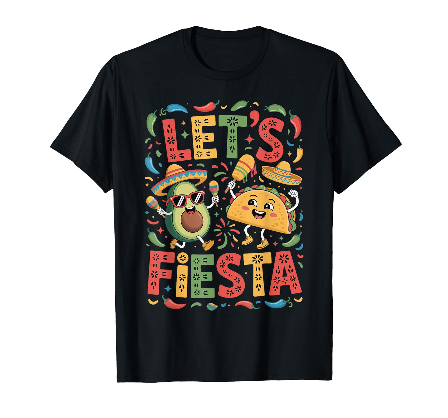 Let’s Fiesta Sombrero Avocado Taco Cinco De Mayo T-Shirt