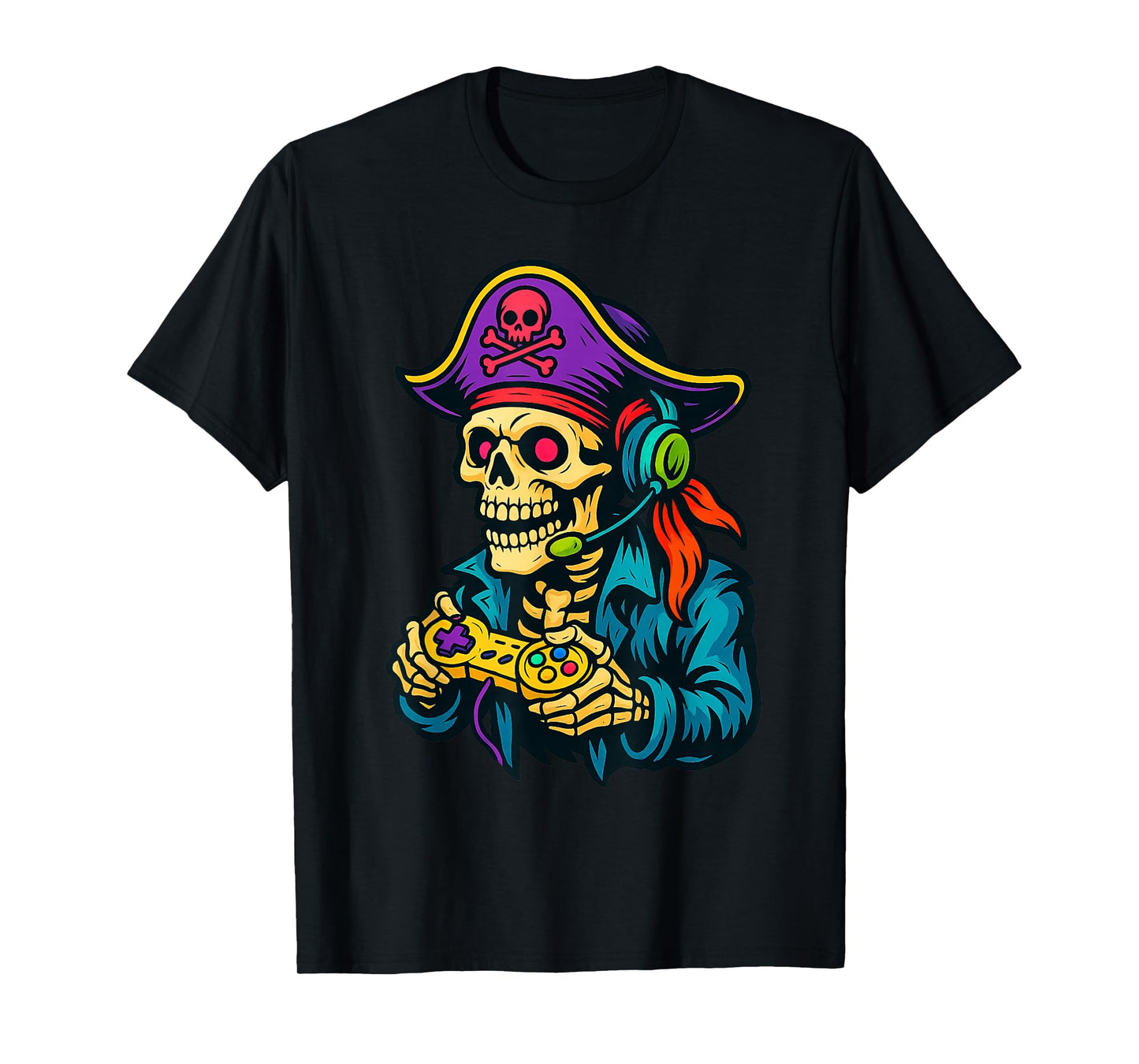 Skeleton Pirate Video Game Halloween T-Shirt