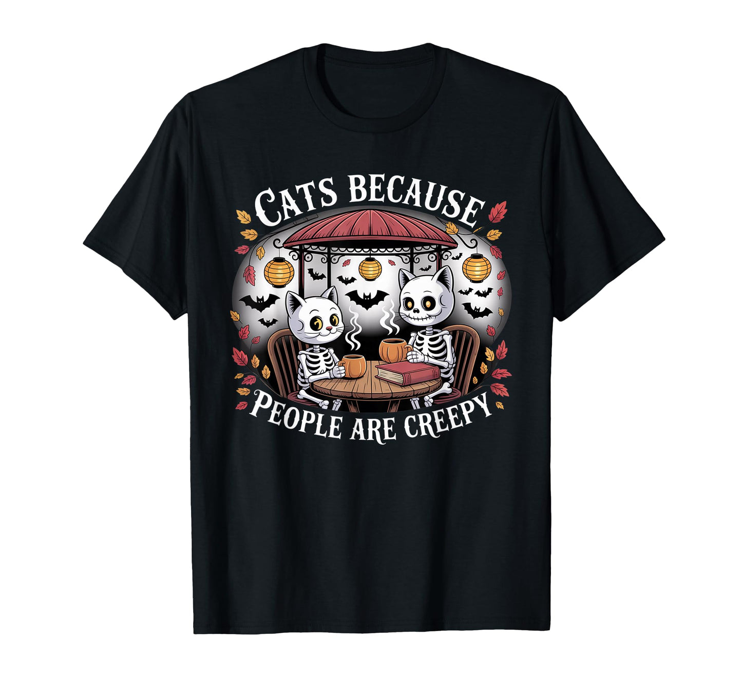 Cats Because People are Creepy Ghost Halloween Cat Mom Kids T-Shirt