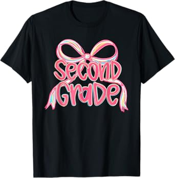 Preppy Second Grade Coquette Bow Back To School Teachers Kid T-Shirt