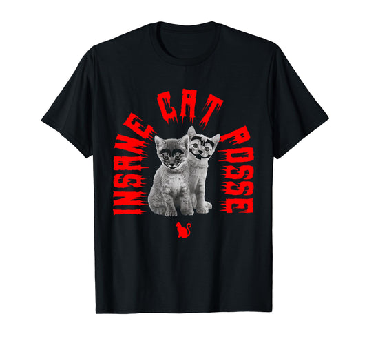 Insane Cat Posse Scary Cat Wear Horror Mask Spooky T-Shirt for Men Women