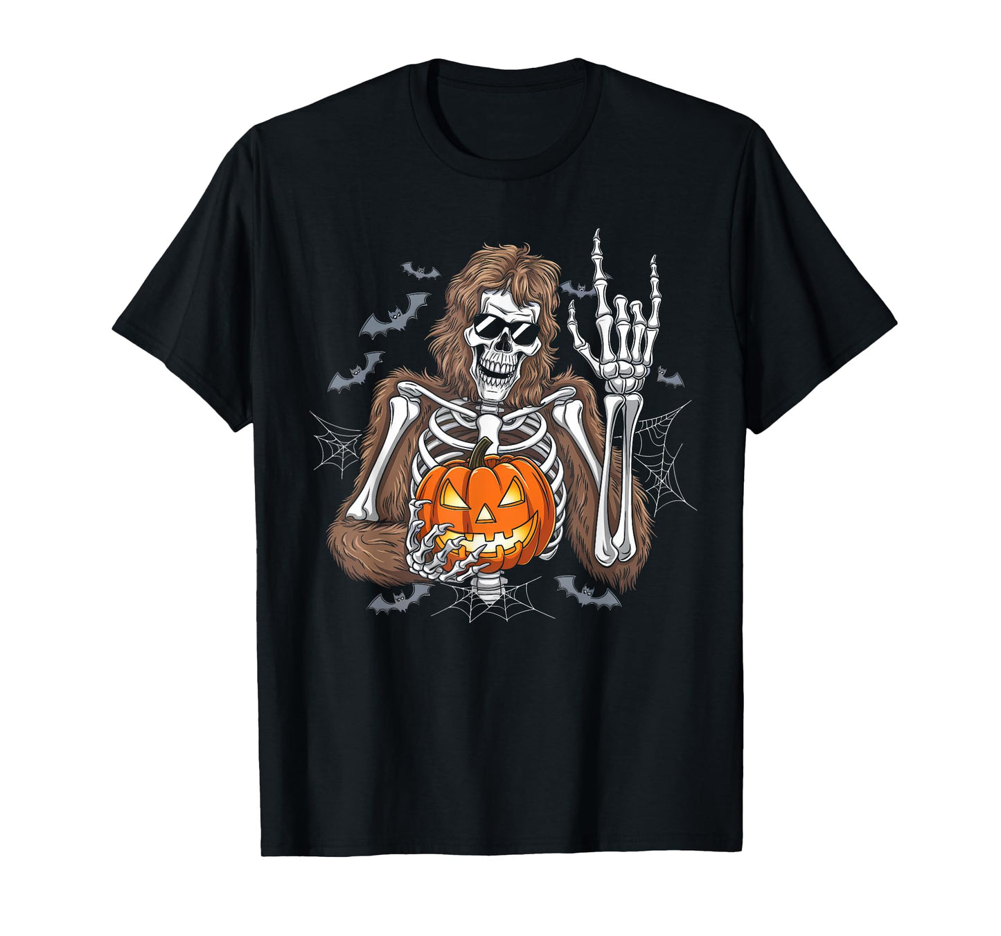 Spooky Bigfoot Jack O Lantern Skeleton Halloween Funny Men T-Shirt