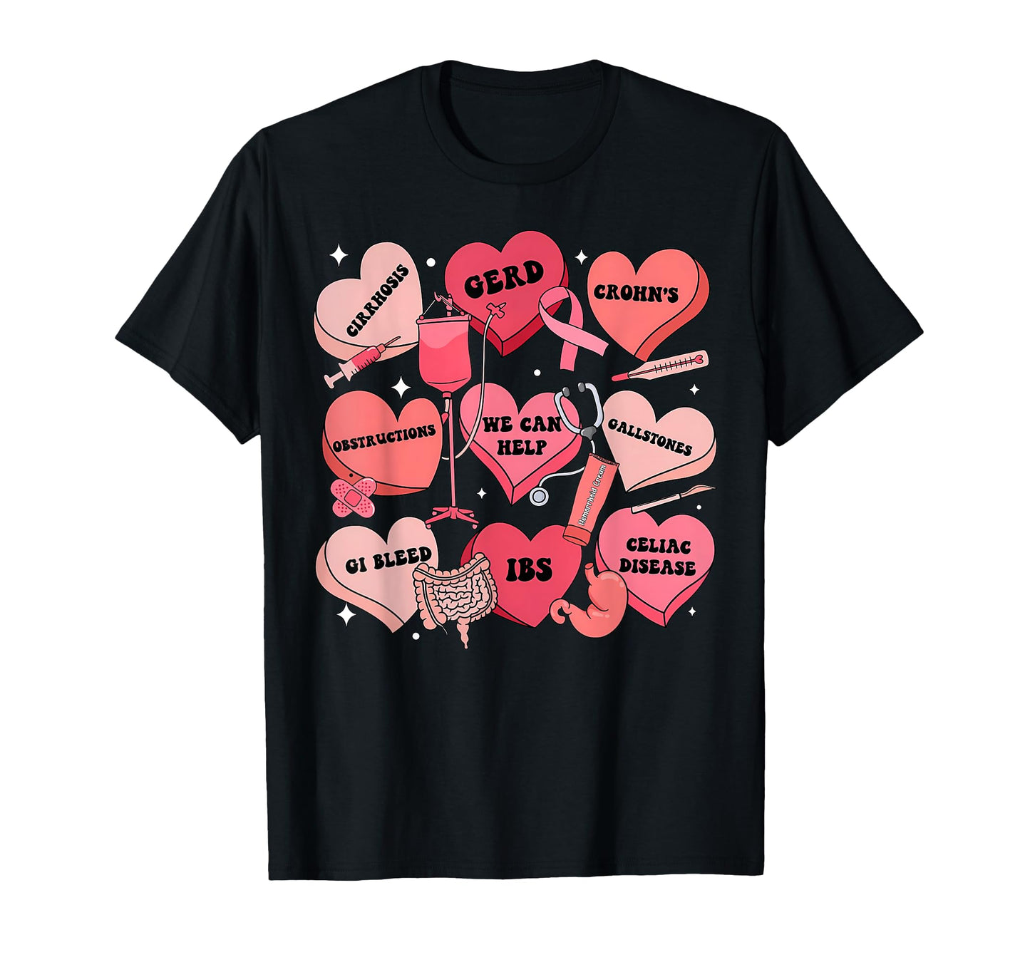GI Nurse Valentine Hearts Candy Gastroenterology Endo Tech T-Shirt