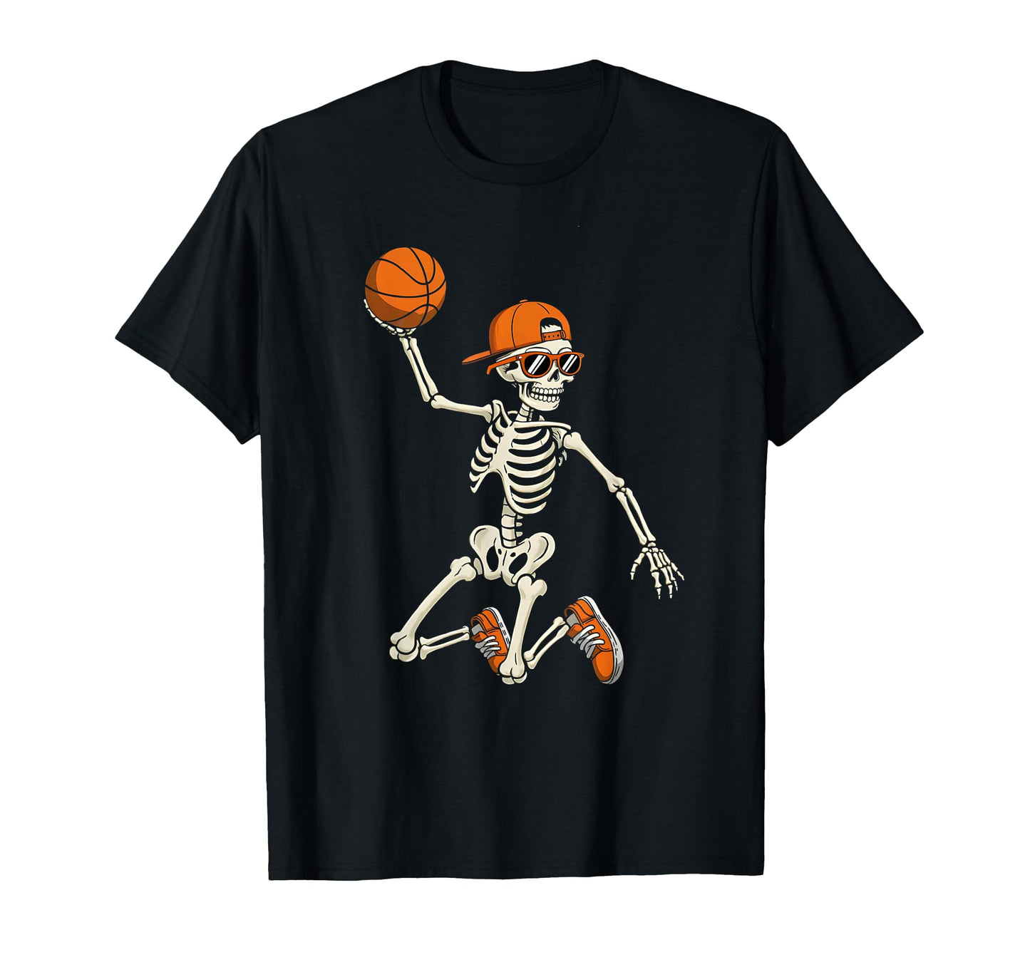 Halloween Skeleton Funny Basketball Shirt for Teens Boys Men T-Shirt