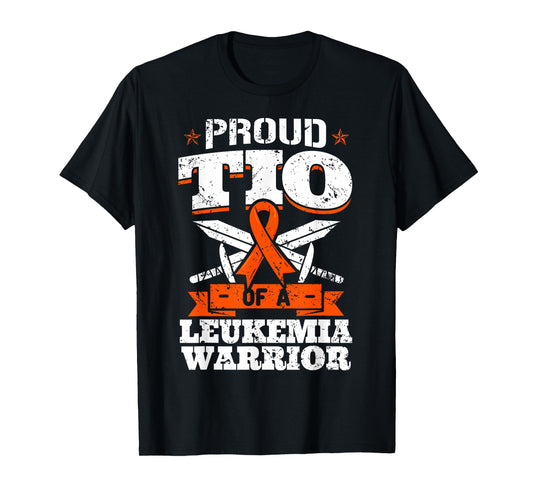 Proud Tio Of A Leukemia Warrior Uncle Awareness Blood Cancer T-Shirt