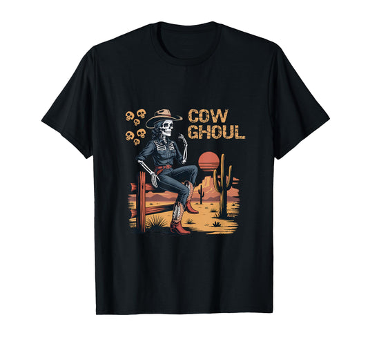 Cowgirl Skeleton Shirt for Halloween Funny Cow Ghoul T-Shirt