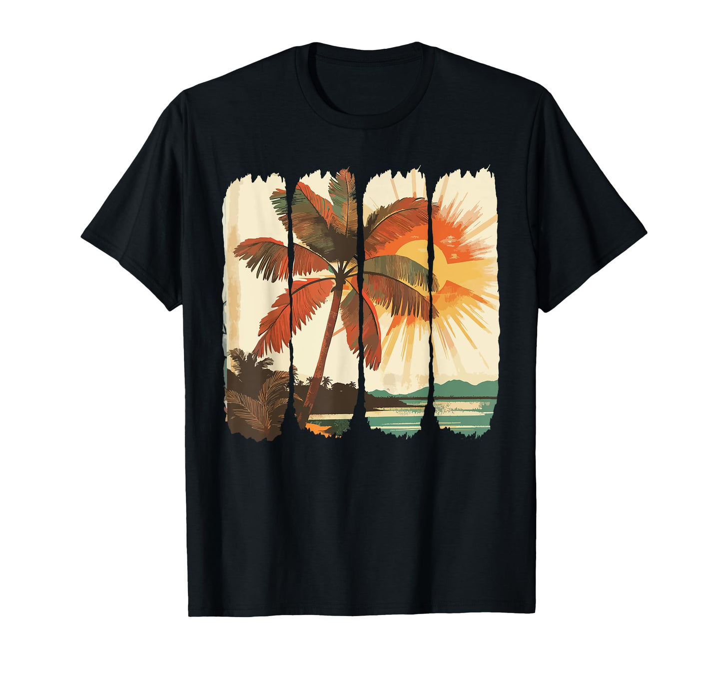 Summer Sunset Palm Trees Cool Spring Beach T-Shirt