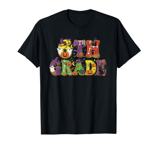 5th Grade Pumpkin Ghost Skeleton Halloween Kids Mens Womens T-Shirt