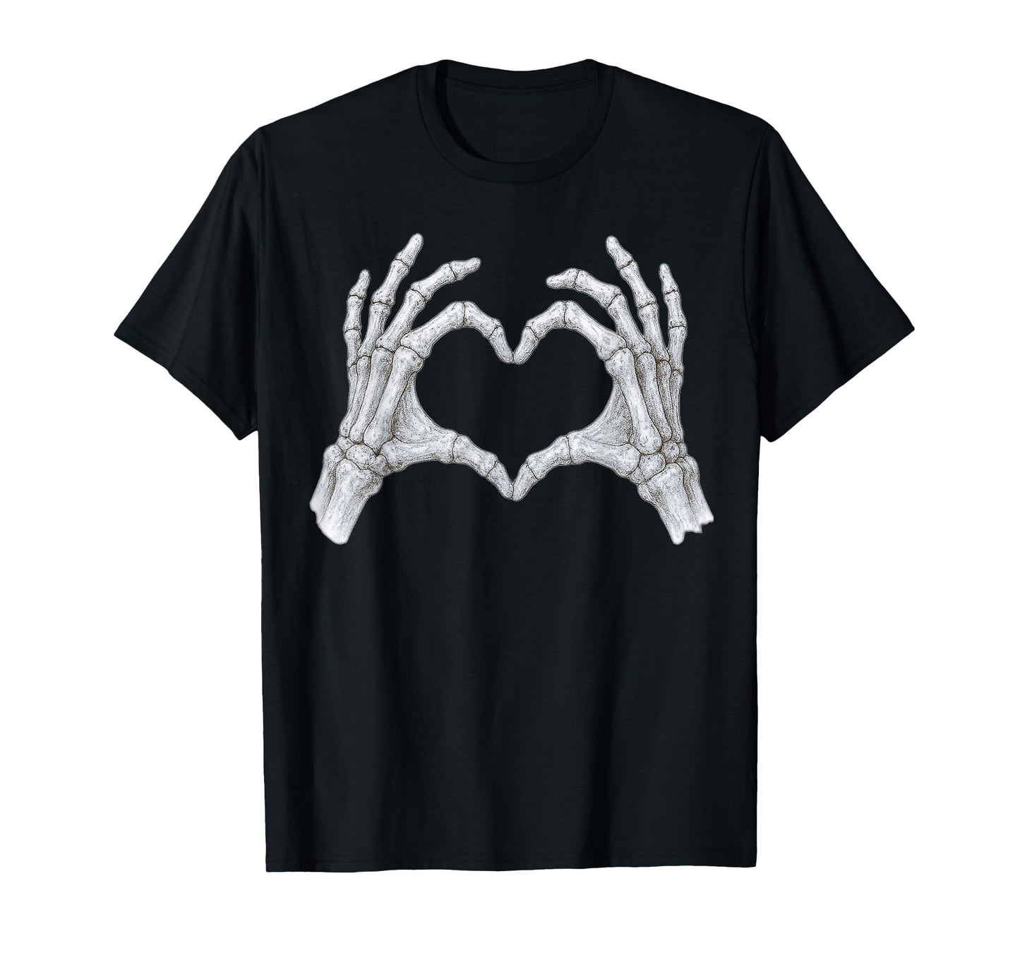 Skeleton Hands Heart Sign Retro Women Girl Halloween Costume T-Shirt