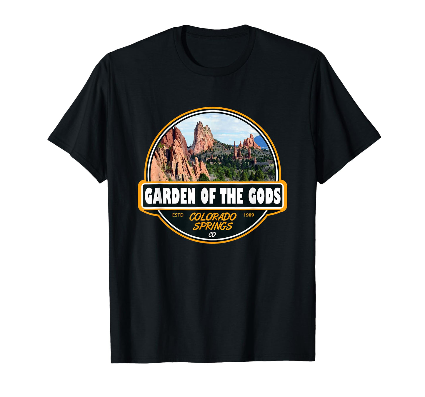 Garden of the Gods Colorado Springs Travel Art Emblem T-Shirt