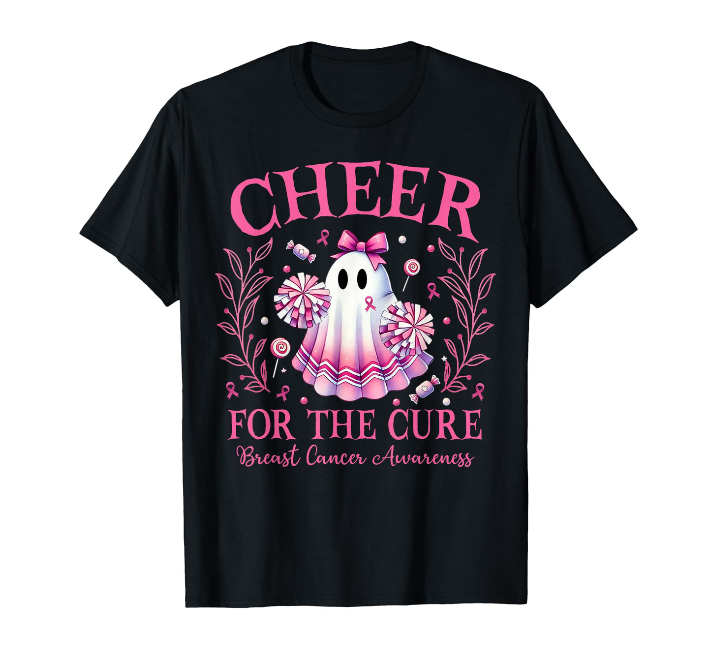 Cheer for the Cure Breast Cancer Awareness Halloween Ghost T-Shirt