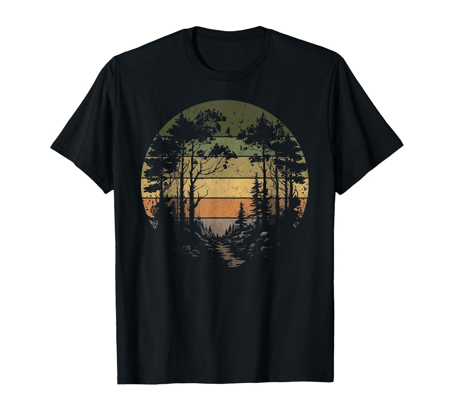 Trees Wildlife Nature Vintage Retro Forest Man Woman Girl T-Shirt