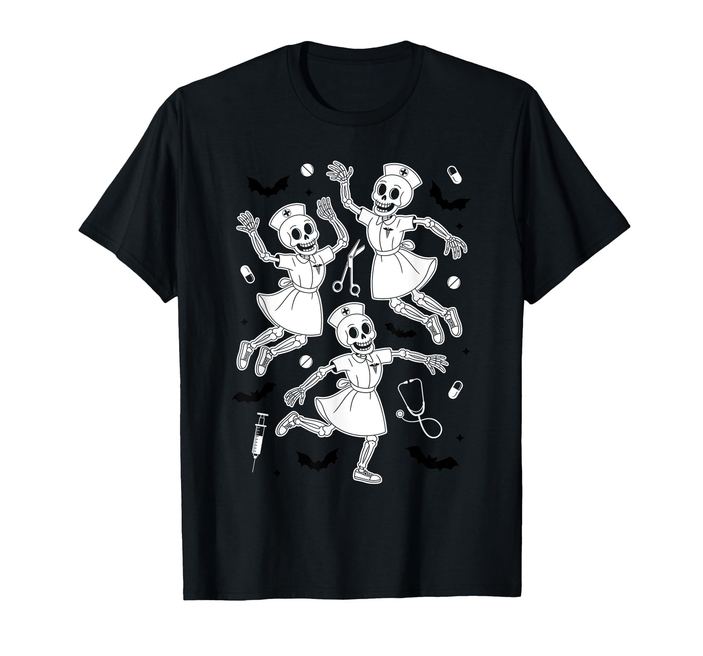 Halloween Nurse Costume Nursing Gifts Dancing Skeletons T-Shirt