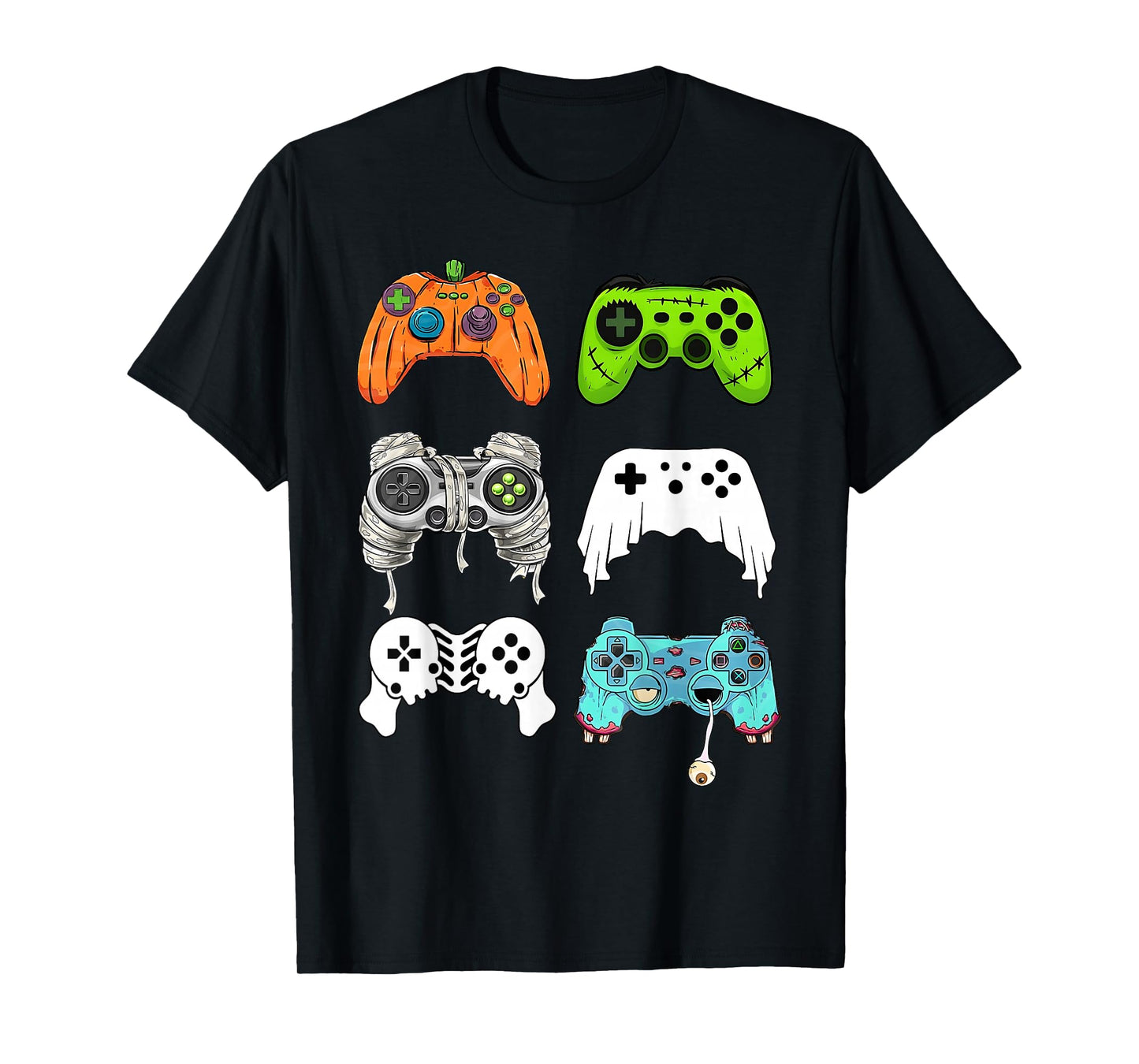Halloween Skeleton Zombie Gaming Controllers Mummy Boys Kids T-Shirt