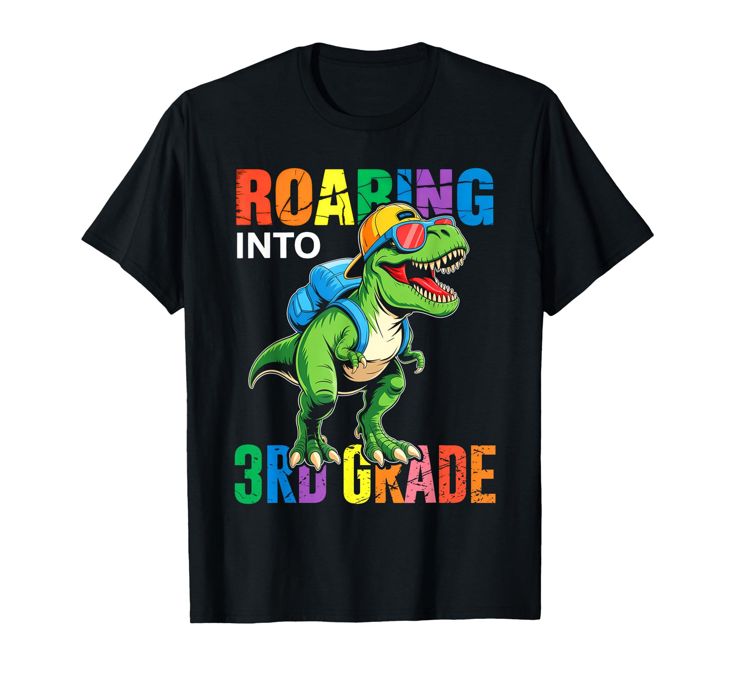Roaring Into 3rd Grade Boys Dinosaur T Rex Back to School T-Shirt