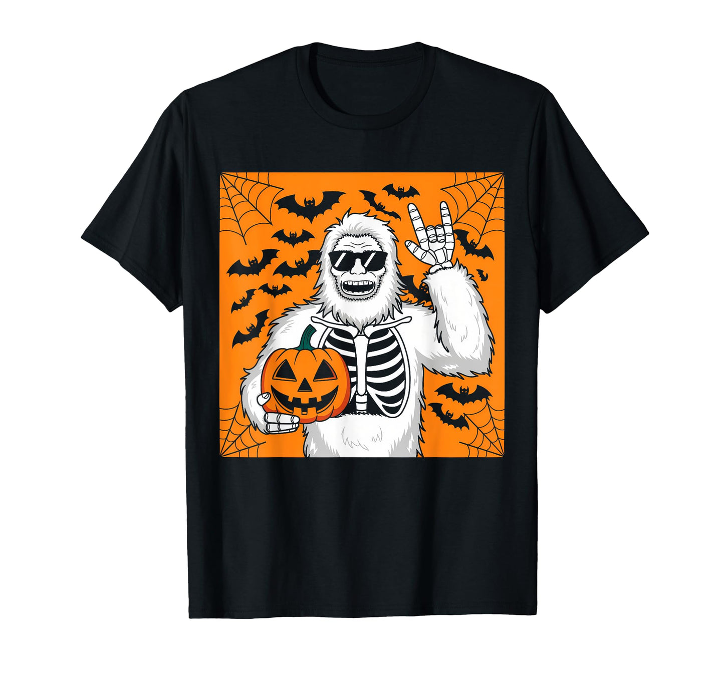 Spooky Bigfoot Jack O Lantern Skeleton Halloween Funny Boys T-Shirt