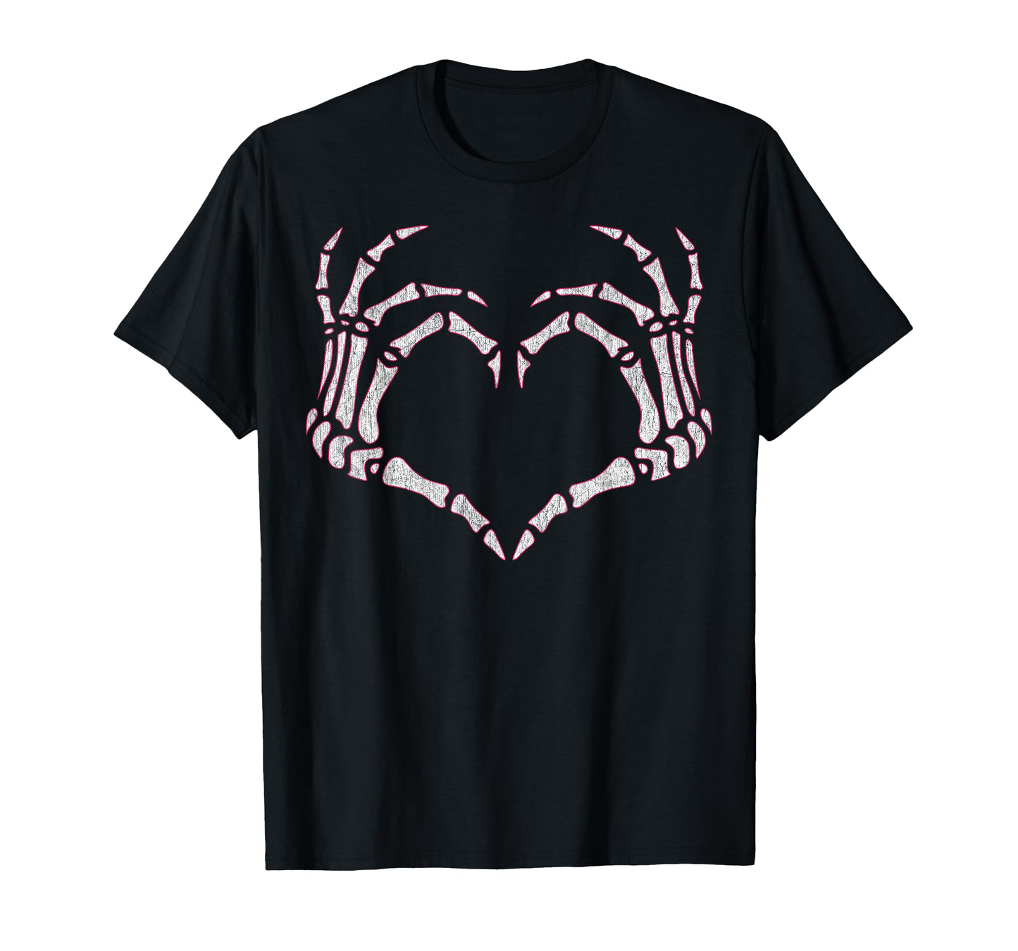 Skeleton Hands Heart Sign Retro Halloween Costume Girl Women T-Shirt