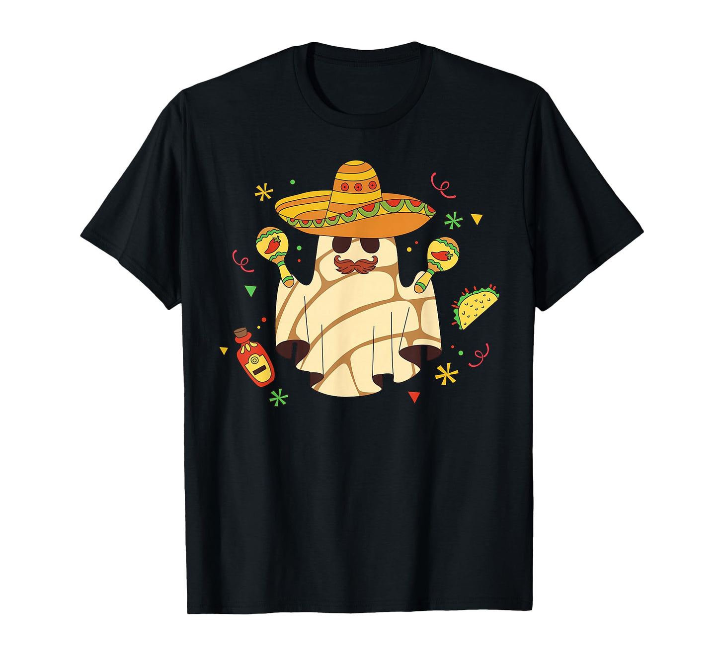 Ghost Sombrero Taco Halloween Mexican Spooky Season T-Shirt