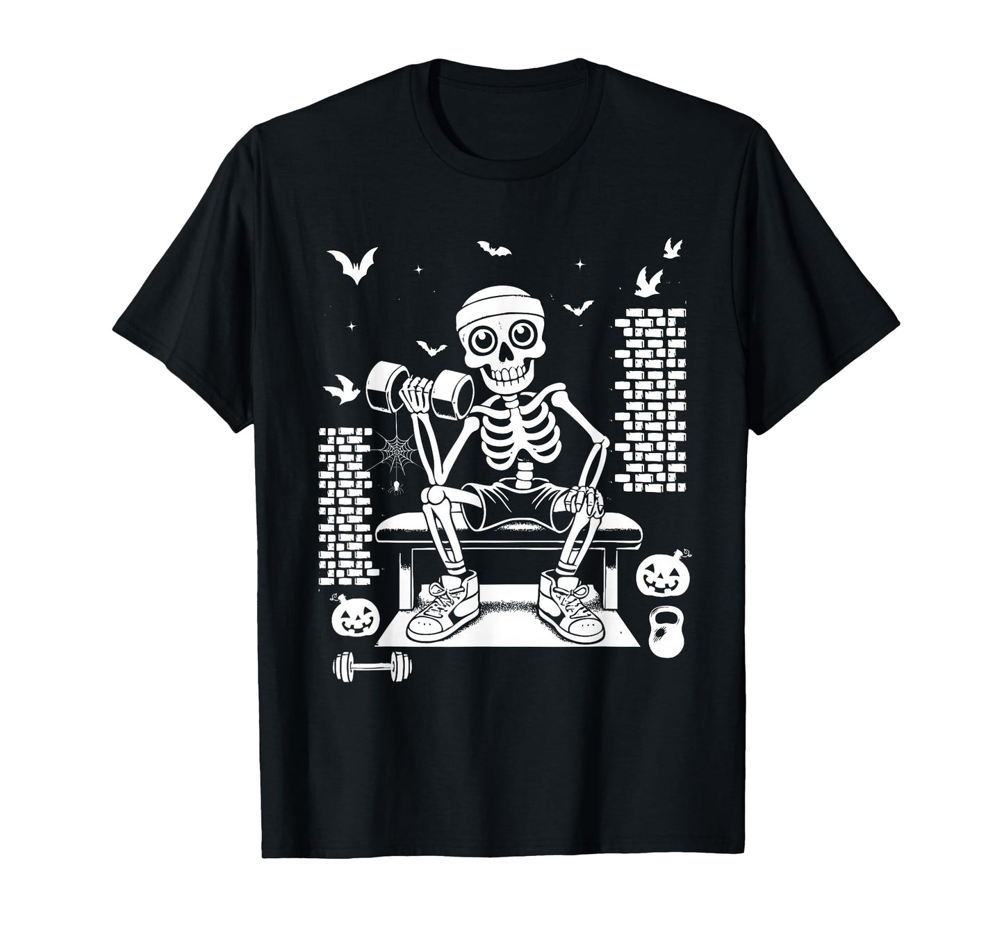 Funny Gym Skeleton Lifting Weights for Halloween Parties T-Shirt