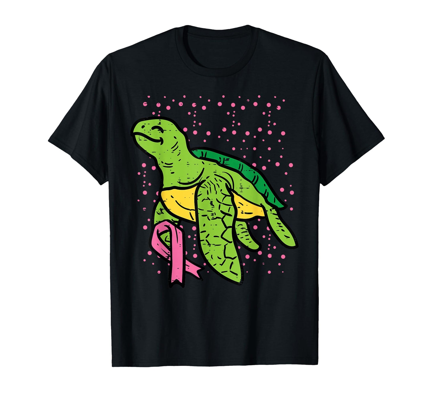 Pink Ribbon Turtle Cute Breast Cancer Awareness Women Kids T-Shirt