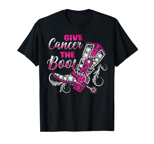 Breast Cancer Gift Western Cowboy Boots Pink Ribbon Survivor T-Shirt