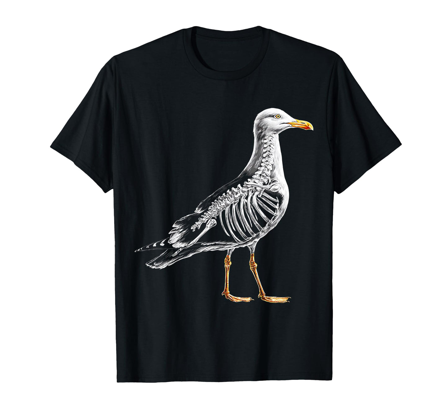 Halloween Seagull Skeleton Drawing Portrait Bird Halloween T-Shirt