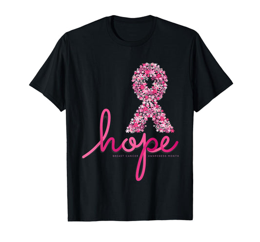 Hope Breast Cancer Awareness Shirt Pink Flowers Ribbon