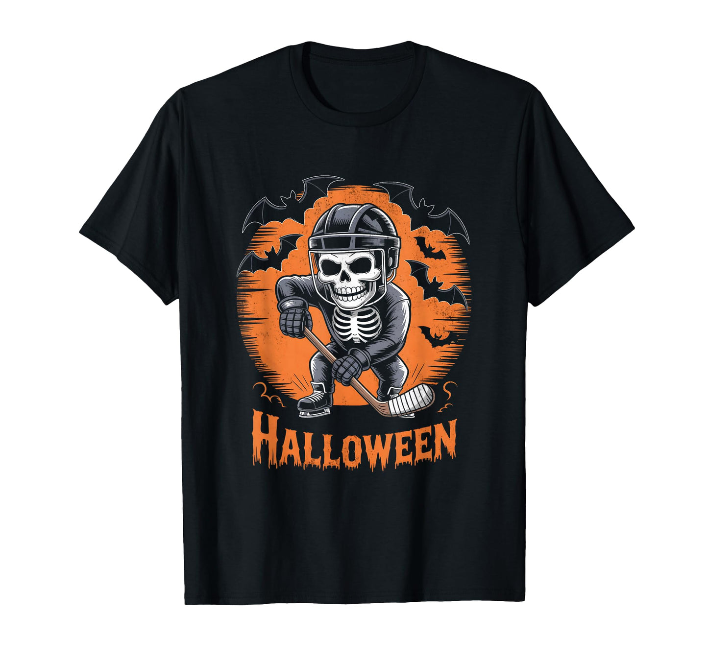 Ice Hockey Skeleton Halloween T-Shirt