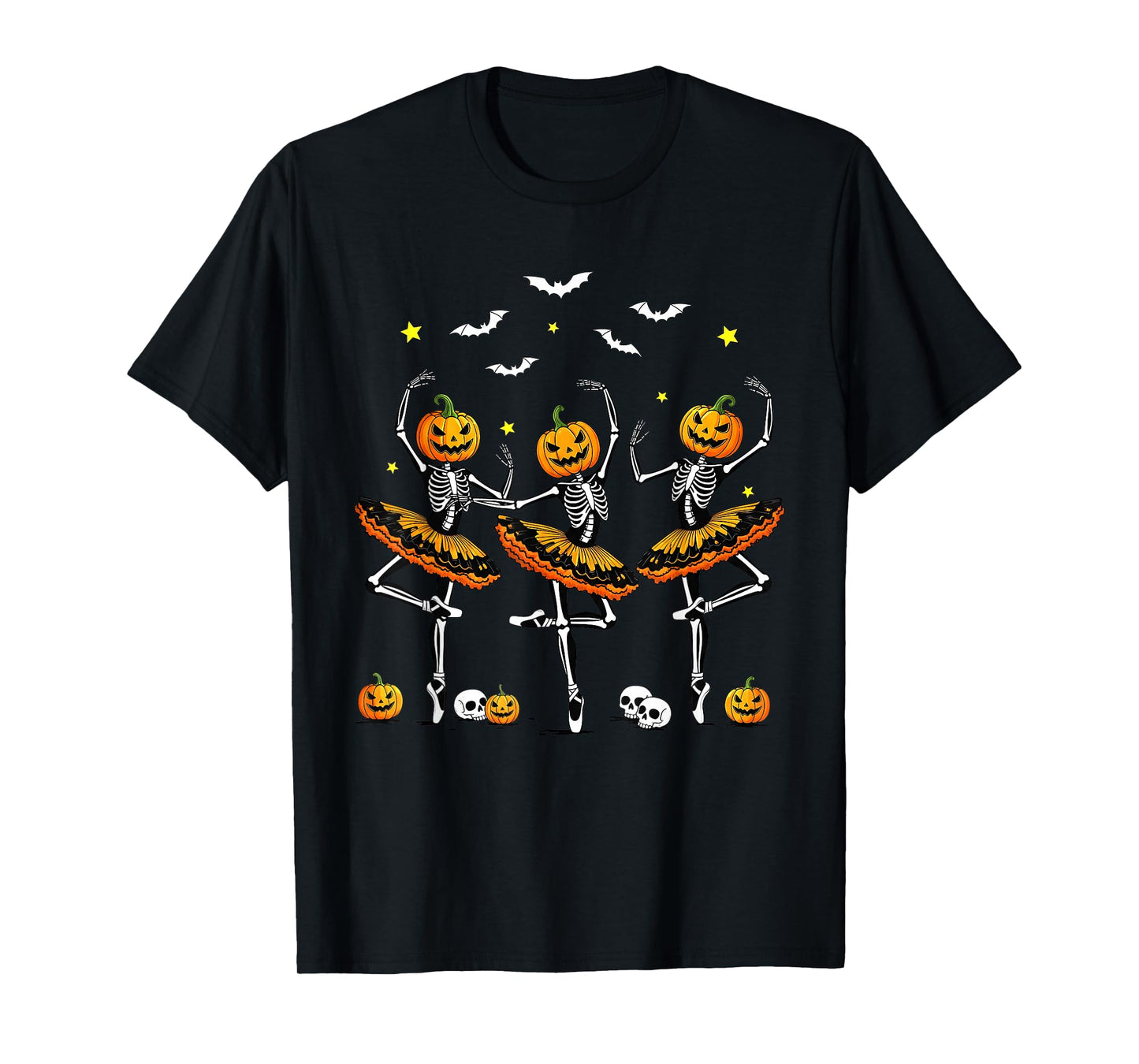 Ballet Pumpkin Skeleton Scary Halloween Men Women Boys Girl T-Shirt