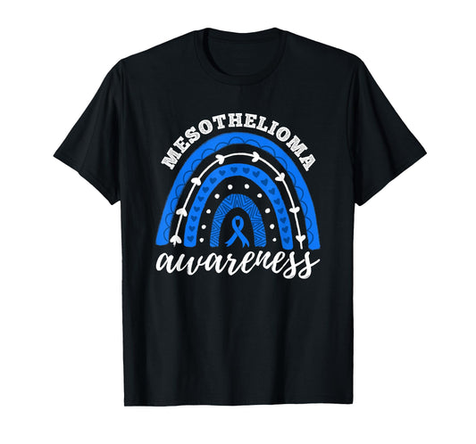 Rainbow Blue Ribbon Mesothelioma Awareness T-Shirt