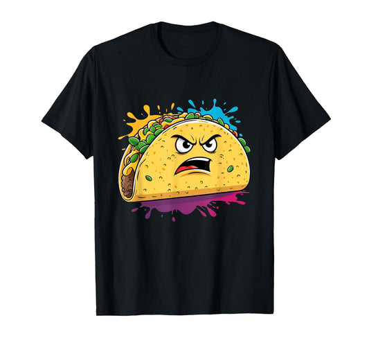 Angry Taco Cartoon Character Illustration T-Shirt
