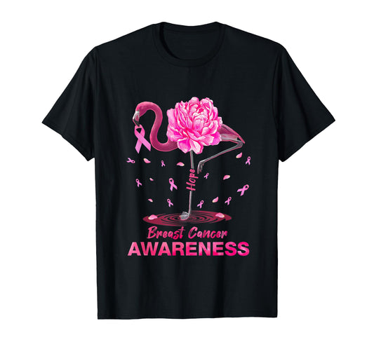 Pink Hope Flamingo Breast Cancer Awareness T-Shirt