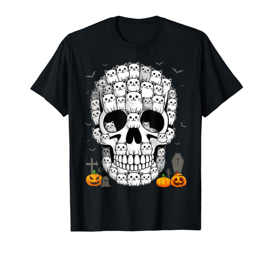 Best Skull for Men Women Halloween Skeleton Cat Lover T-Shirt
