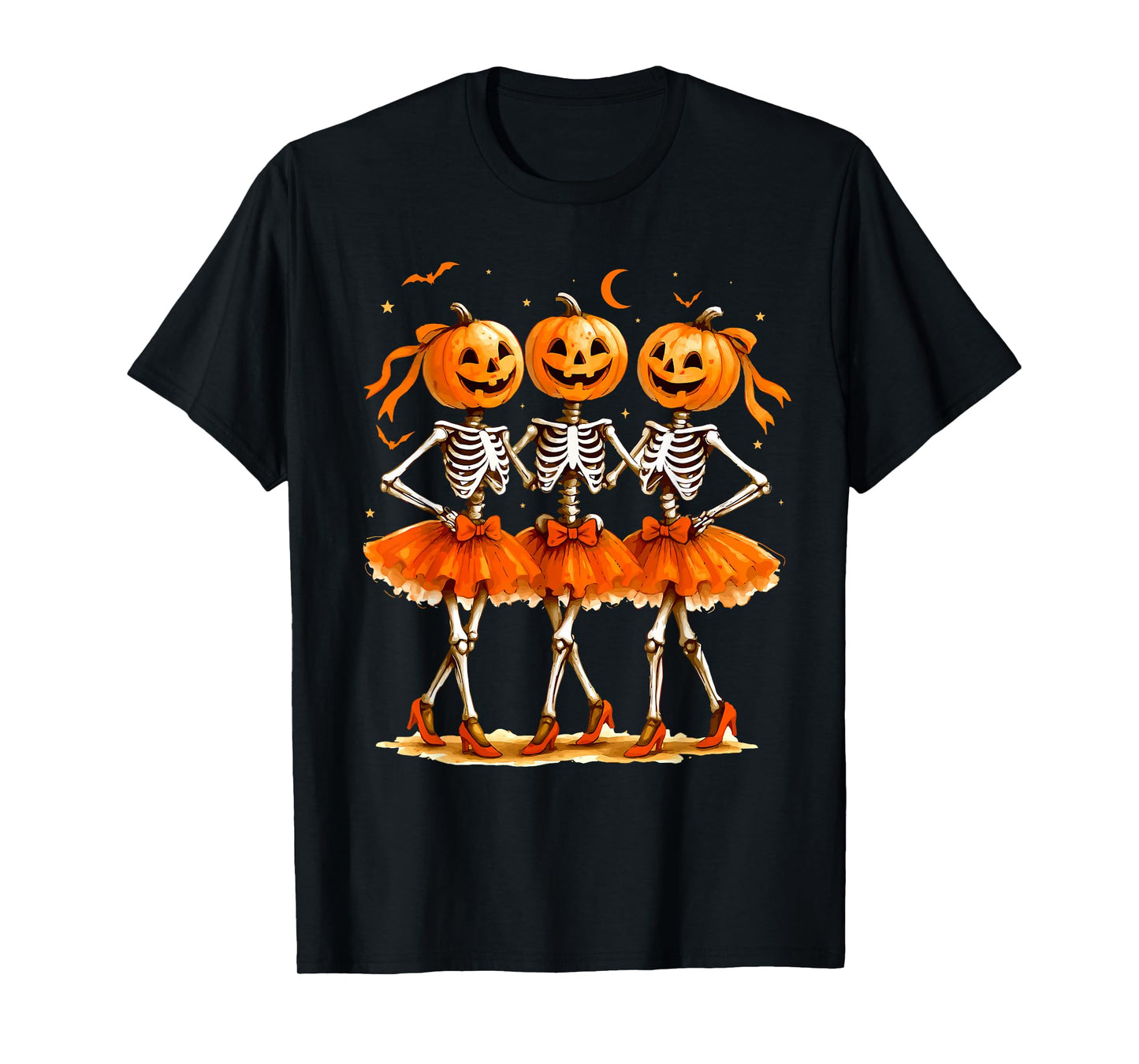 Ballet Skeleton Halloween Cute Spooky Season Retro Dance T-Shirt