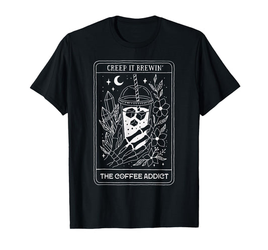 Creep It Brewin Coffee Skeleton Hand Iced Coffee Halloween T-Shirt