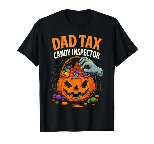 Dad Tax Candy Inspector Funny Skeleton Halloween Costume T-Shirt