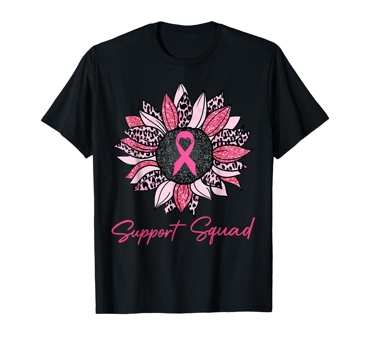 Sunflower Pink Support Squad Breast Cancer Awareness Women T-Shirt