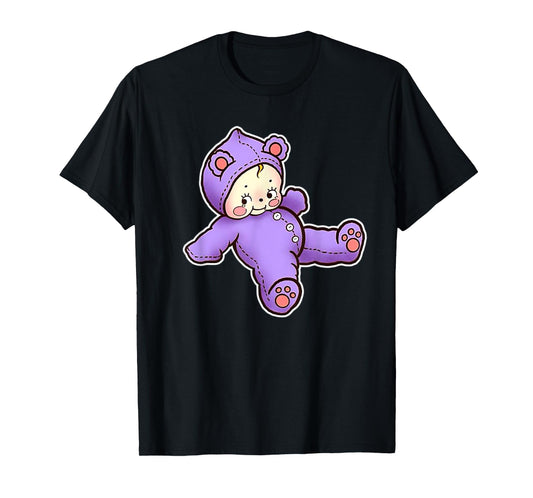 Urban Empyre Kewpie Baby Teddy Bear Cute Kewpie Doll T-Shirt, Small, Black