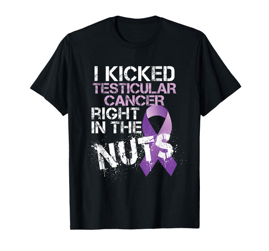 Testicular Cancer Awareness Survivor Kicked In The Nuts Ball T-Shirt