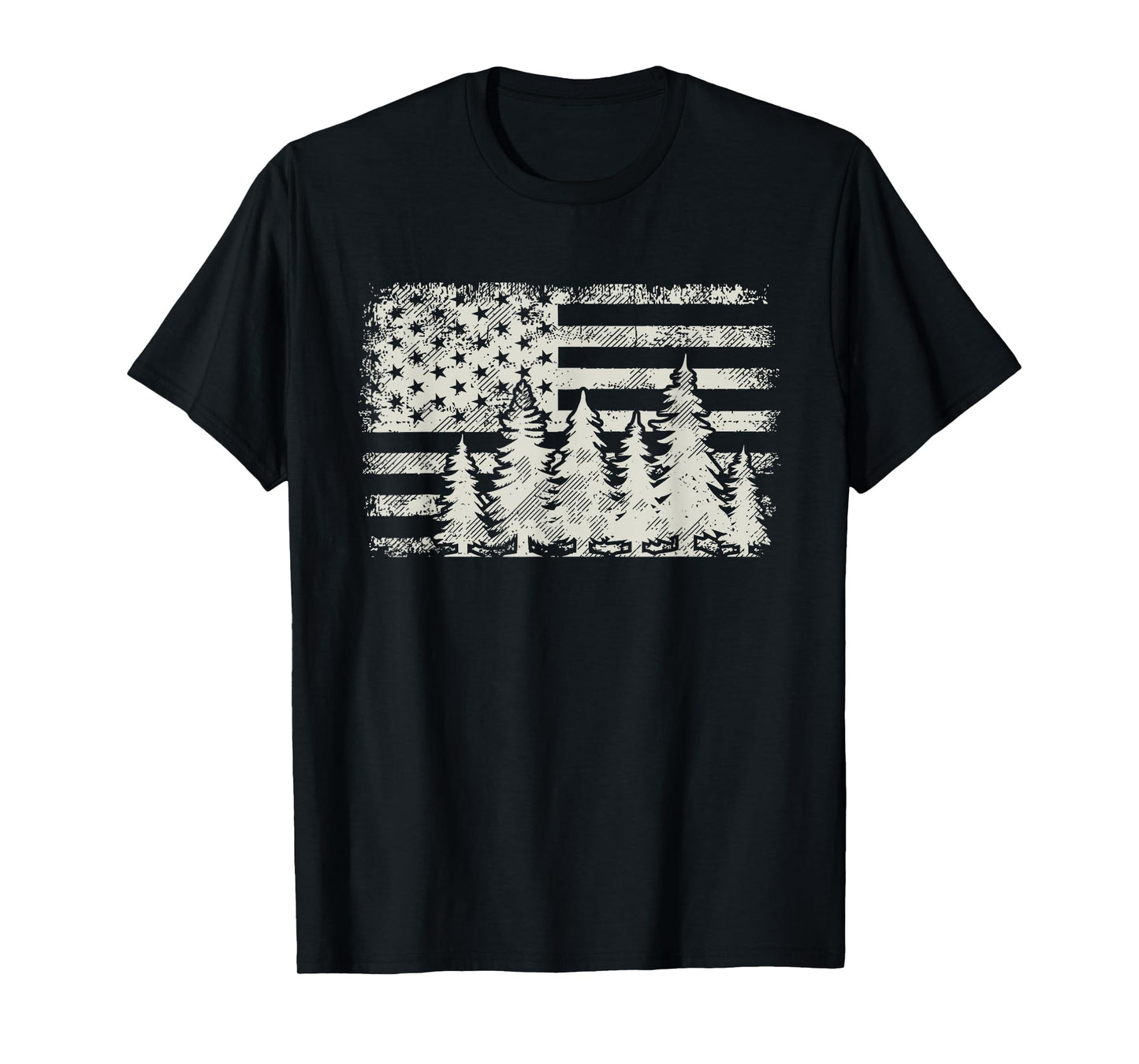 Trees USA Nature American Flag Forest T-Shirt