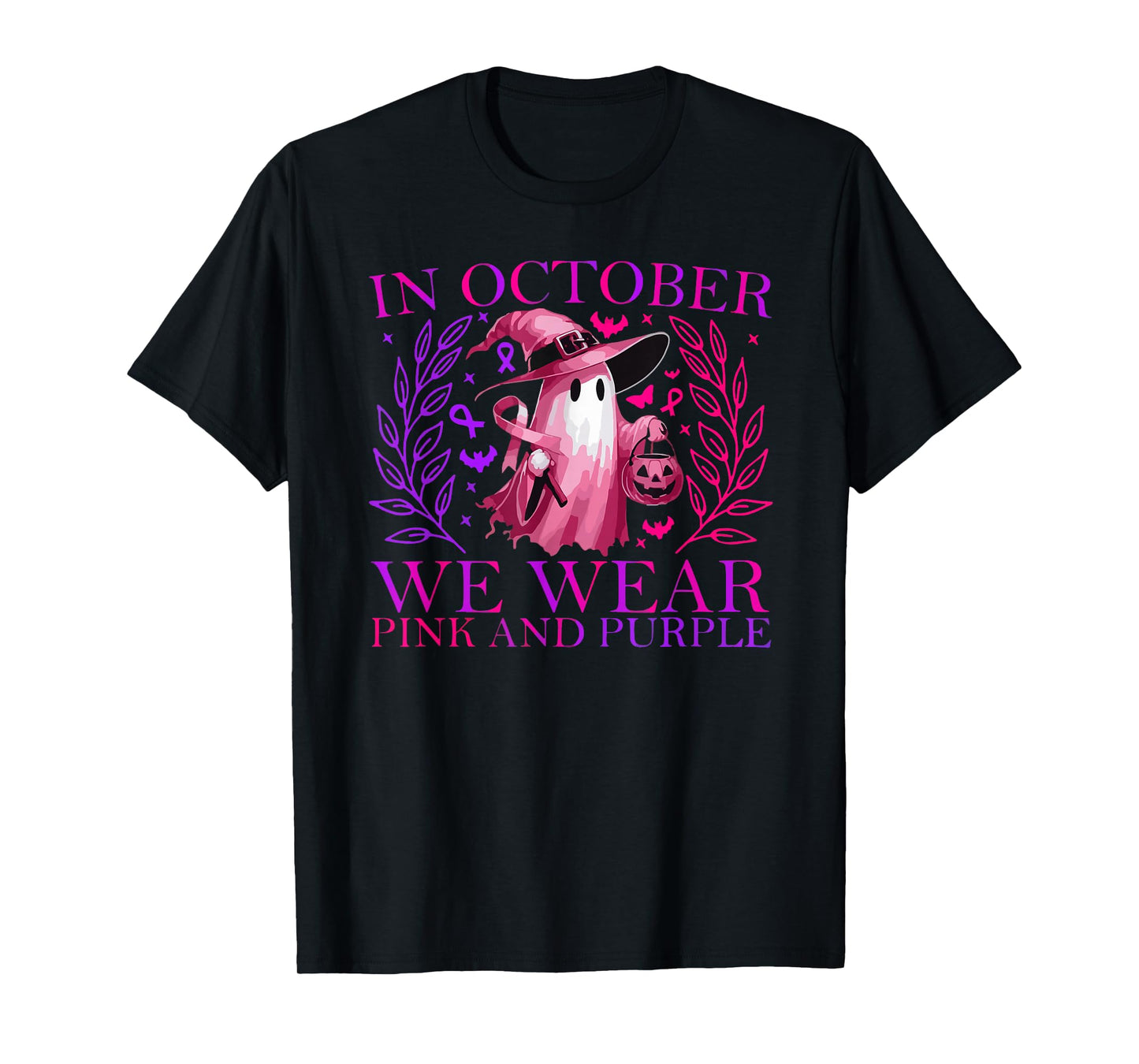 in October We Wear Pink and Purple Awareness for Men Women T-Shirt
