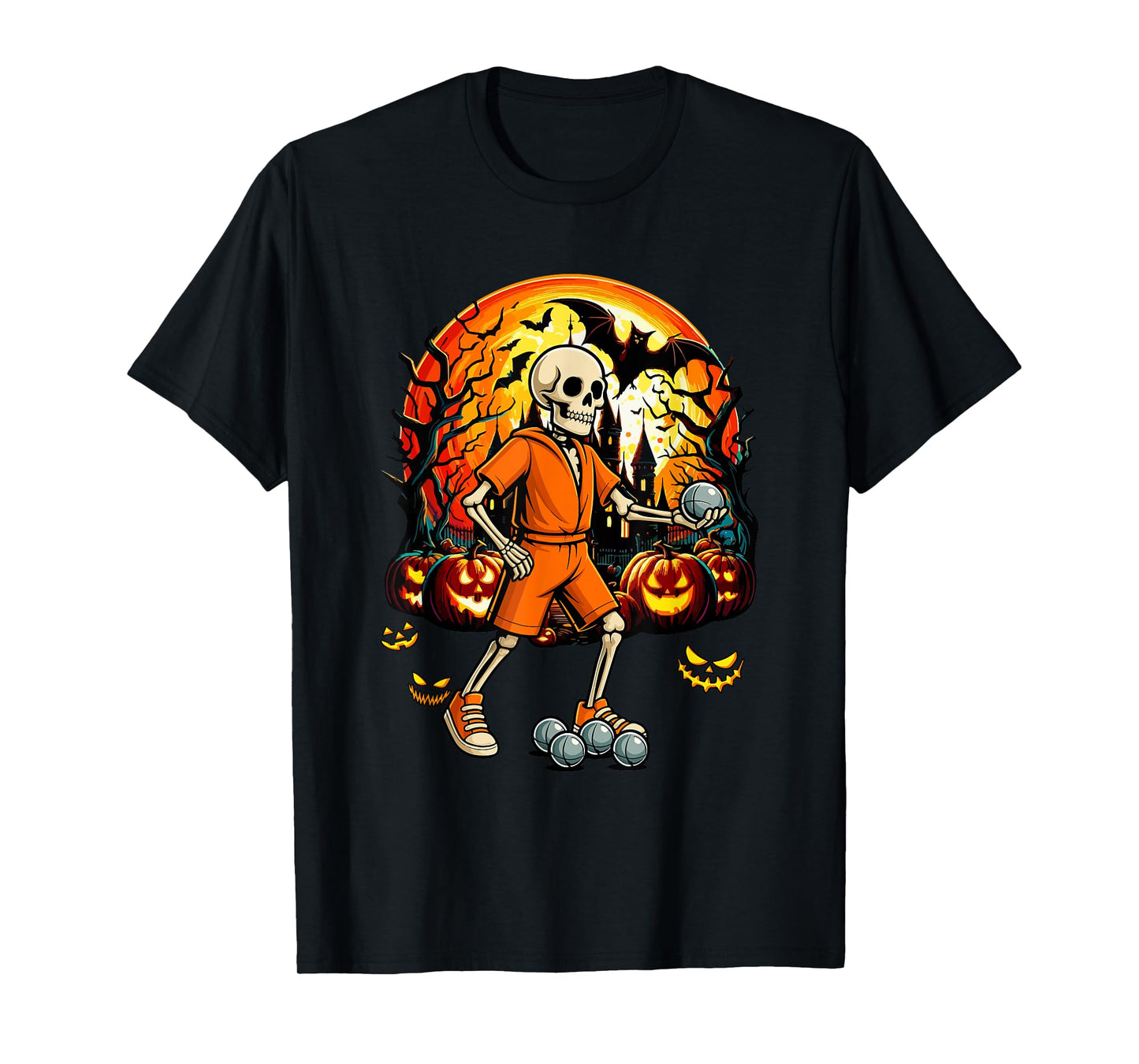 Petanquel Player Sports Lover Costume Halloween Skeleton T-Shirt