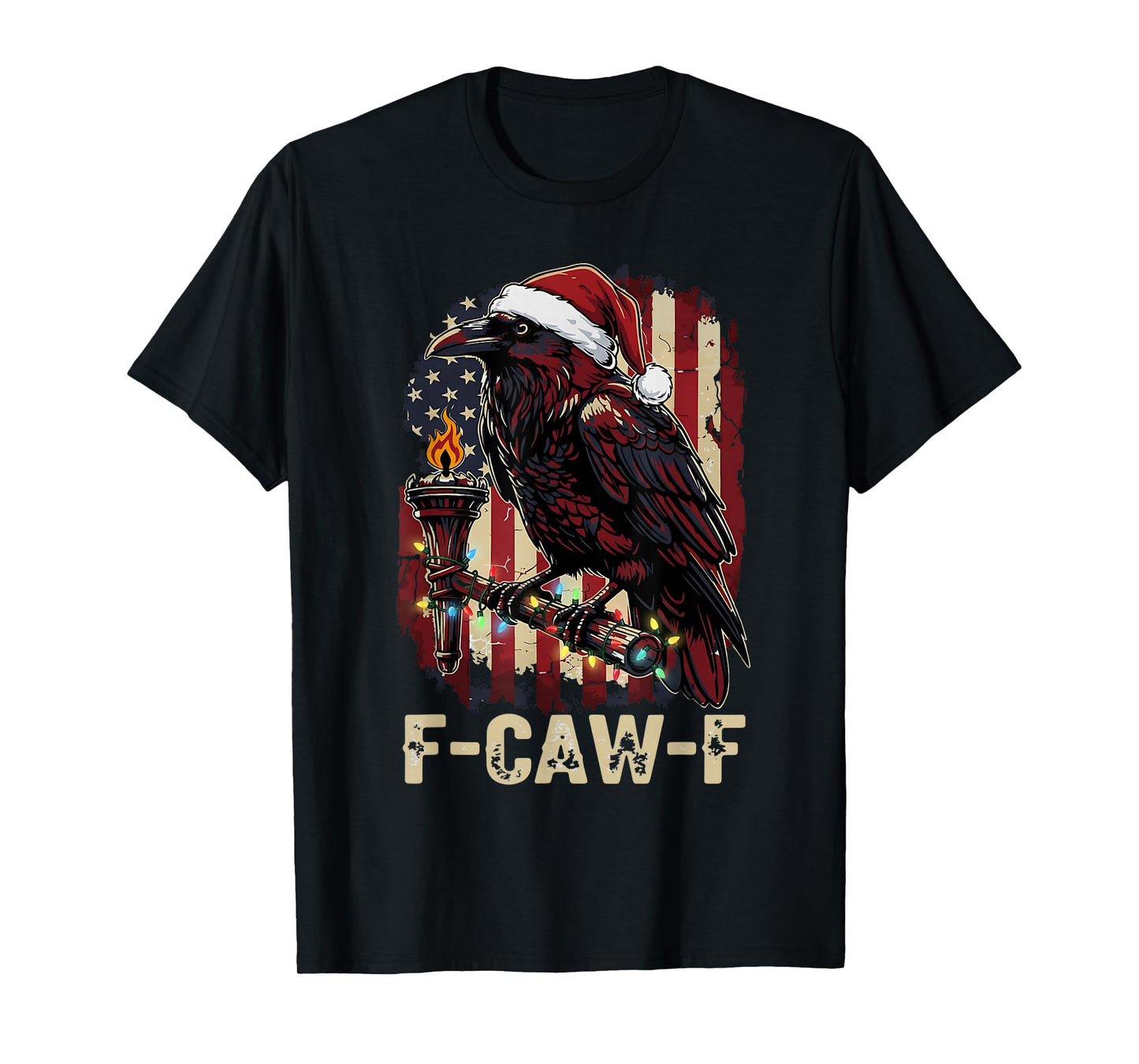 Funny Crow F-CAW-F Black Bird, Gothic Christmas Santa Hat T-Shirt