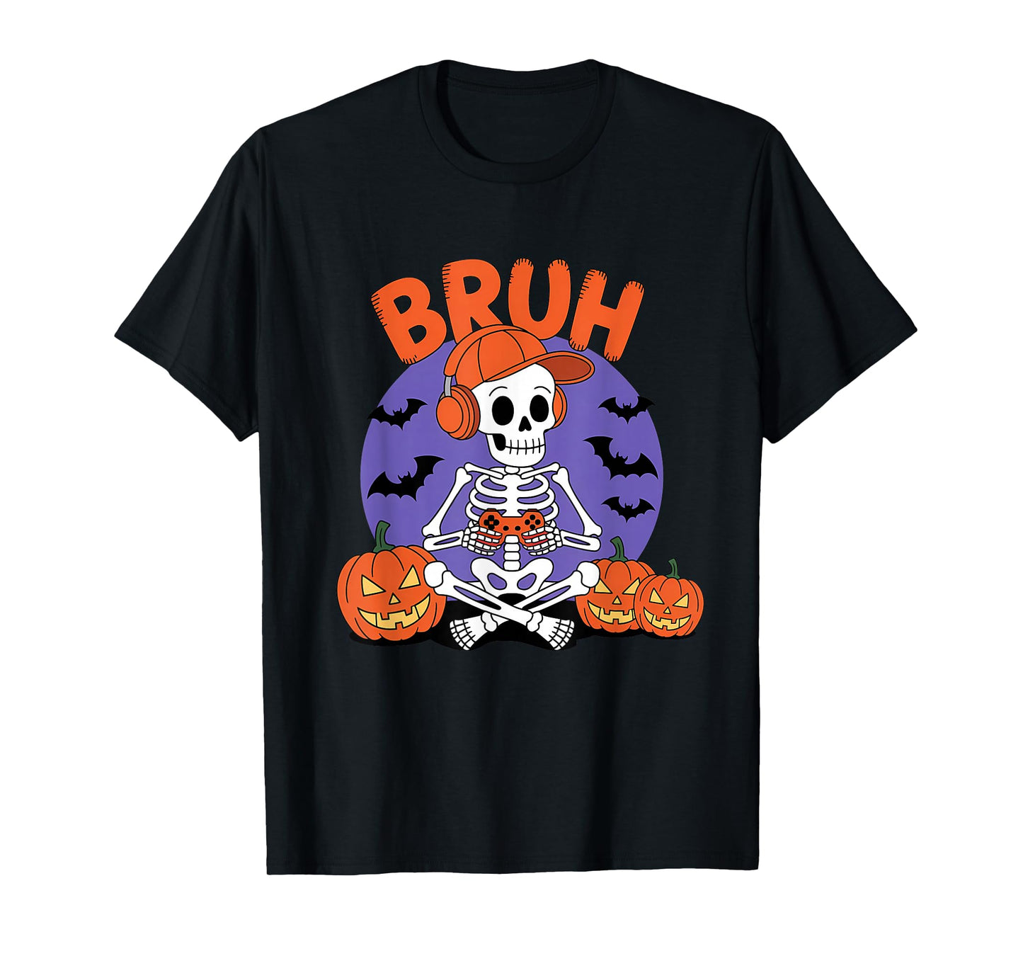 Halloween Skeleton Video Gaming Gamer Boys Men Youths Teens T-Shirt