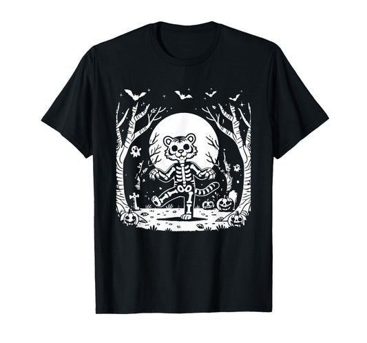 Cute Tiger Skeleton for Halloween Spooky Season Tiger Lover T-Shirt