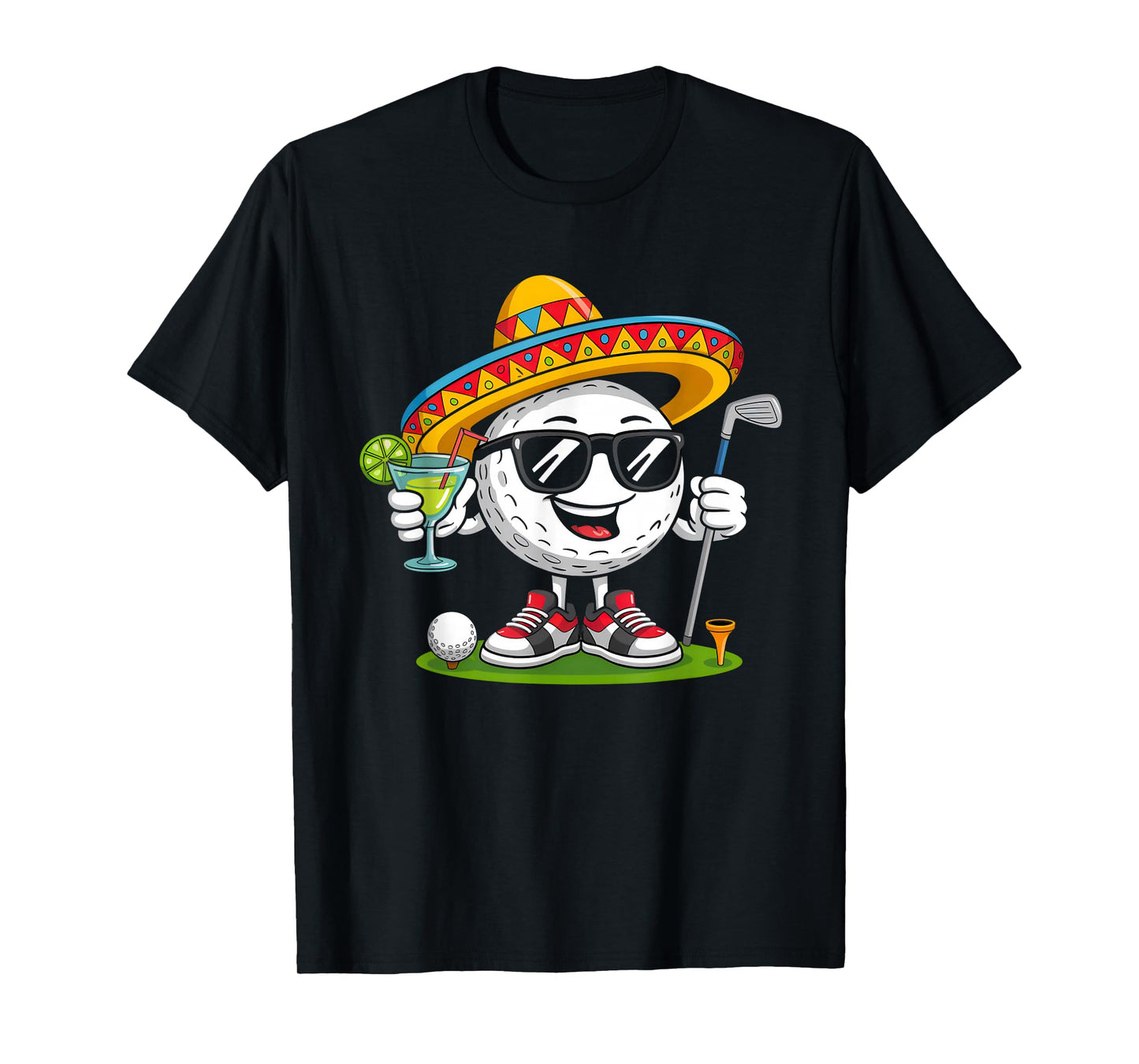 Funny Cinco de Mayo Golf Ball With Sombrero Margarita Golfer T-Shirt