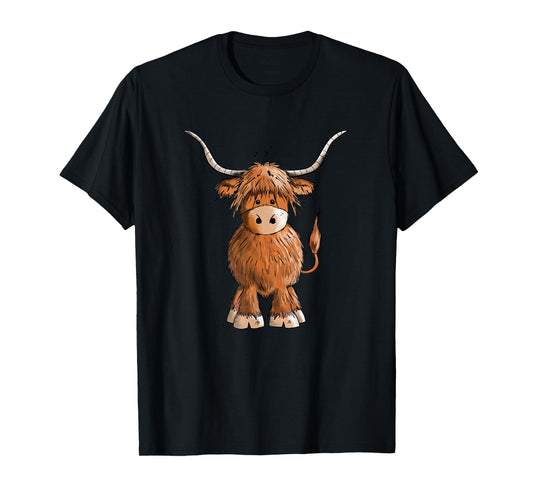 Cute Hairy Scottish Highland Cow For Women Men Kids T-Shirt