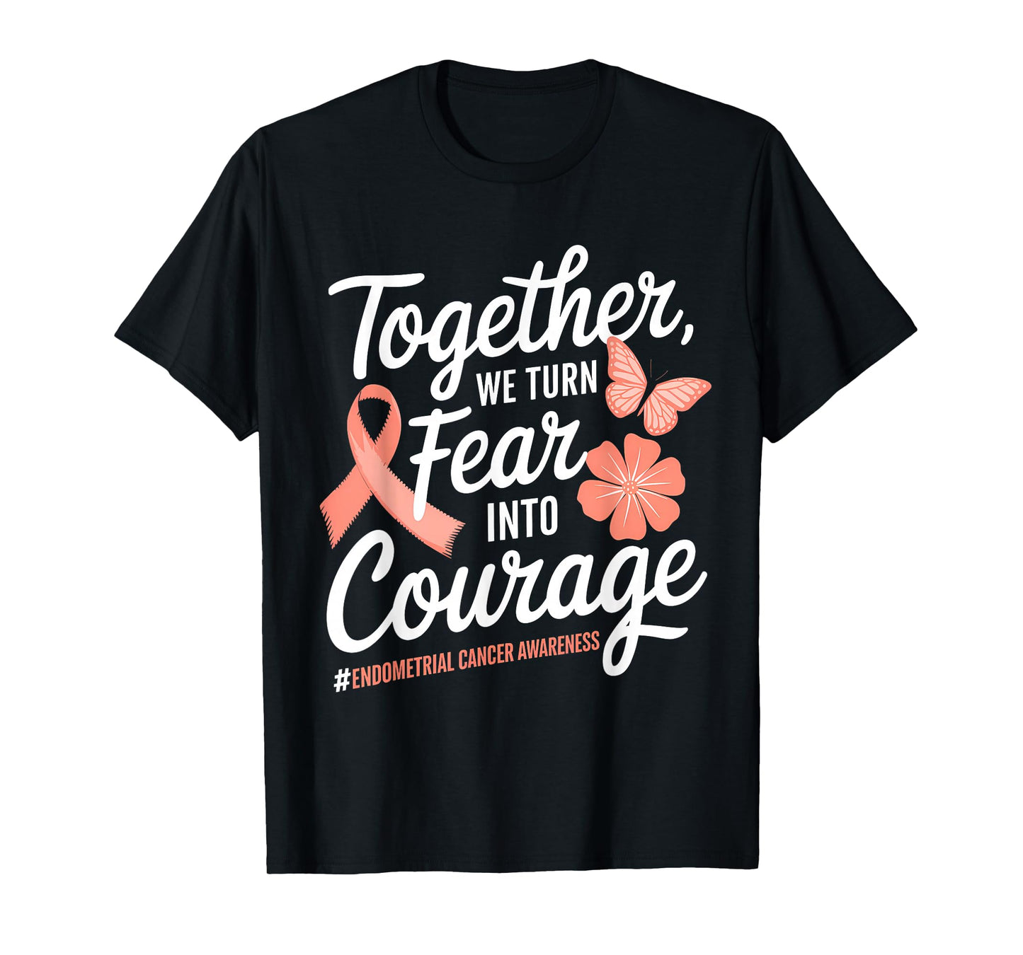 Endometrial Cancer Awareness Peach Ribbon T-Shirt